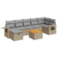 set de sofas de jardin y cojines 8 piezas ratan sintetico beige
