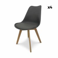 silla escandinava con patas de madera de haya set de 4 gris