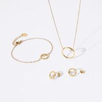 juego de joyeria de acero inoxidable chapado en oro