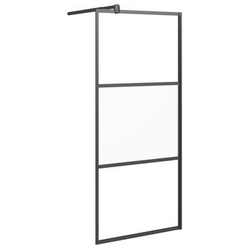 Mampara De Ducha Vidrio Esg Semiesmerilado Negro 90x195 Cm Vidaxl