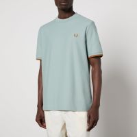 fred perry embroidered cotton-pique polo shirt - m