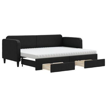 Sofá Cama Nido Con Cajones Tela Negro 80x200 Cm Vidaxl