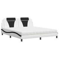cama viana con colchon cuero sintetico blanco y negro 180x200 cm vidaxl