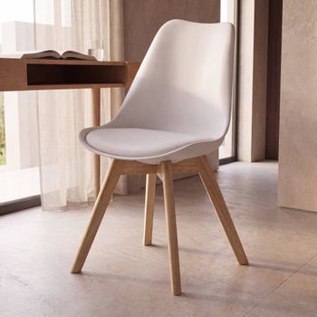 Silla de comedor blanca de polipropileno y caucho