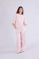 sudadera oversize de manga corta con aplicaciones pink
