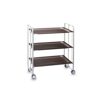 Carrito Auxiliar Plegable Bauhaus Blanco Con Ruedas – 3 Niveles Y 3 Posiciones,,wengue