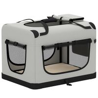pawhut bolsa de transporte blanda para perro con correa con hebilla de seguridad cojin lavable y cuenco plegable gris claro