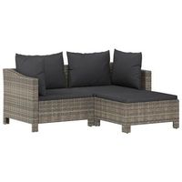 set de muebles de jardin 3 pzas y cojines ratan sintetico gris cfw356552