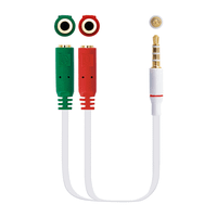 cable audio nano cable jack 35m 4 pin-2xjack 35h 3 pin 20 cm blanco