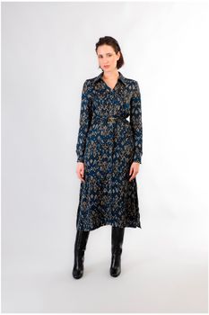 vestido camisero estampado multiblue cashmere