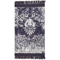 alfombra de viscosa violeta blanco 80 x 150 cm algodon flecos envejecido akarsu