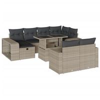 set de sofas de jardin 11 pzas y cojines ratan sintetico gris vidaxl