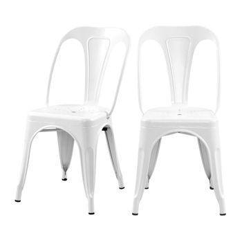 Set de 2 sillas de metal blanco mate