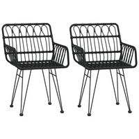 pack 2 uds sillas de jardin  silla de exterior  sillon reposabrazos ratan pe negro 56x64x80 cm