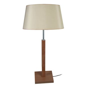 Lámpara de mesa madera oscuro pantalla beige