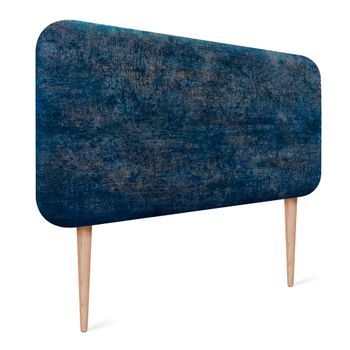 Dhome Cabecero Tapizado Liso Con Patas Redondeado Tejido Luxury Para Pared Acústicos Cabeceros Absorbentes Cabezal Cama Dormitorio (luxurious Blue, 100cm)