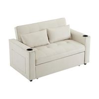 sofa cama convertible de 2 plazas con portavasos 137 x 765 x 83 cm color beige
