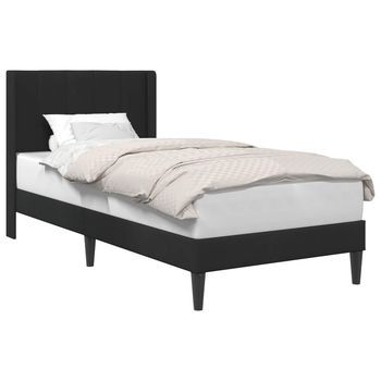 Cama Individual | Cama Para Adulto | Estructura De Cama Con Cabecera Negro 100 X 200 Cm Terciopelo