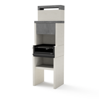 tuozi - barbacoa de obra para lena y carbon modelo venit flex hotte grisblanco - 59 x 47 x 185 cm ref 4411