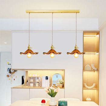 Lámpara Colgante Vintage Multiestilo con Cristal Transparente y Latón, Lámparas Colgantes Estilo Rústico para Isla de Cocina, Comedor