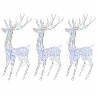 renos de navidad acrilico 250 led 3 uds multicolor 180 cm vidaxl