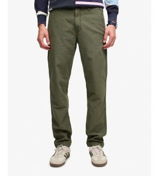 Superdry para hombre. M7011487A Pantalón Chino Tapered Washed verde (34/32), Casual, Algodón