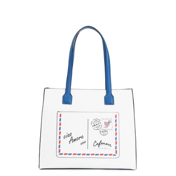 bolso shopping con bolsillo de parche estampado multicolor taglia unica