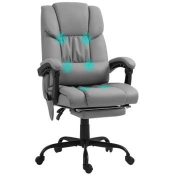 Silla de Oficina con Masaje Welltin Reclinable Reposapiés Gris