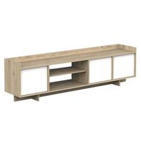 mesa de tv lead 3 puertas 1 estante roble artisan y blanco 180 melamina moderna y elegante para sala de estar
