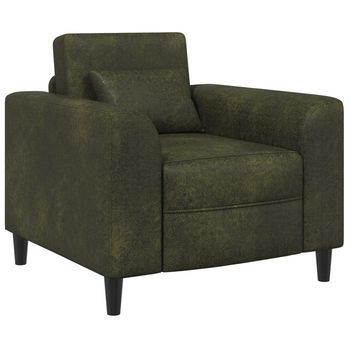 Sillón Verde Militar Cuero De Suede Sintético Vidaxl