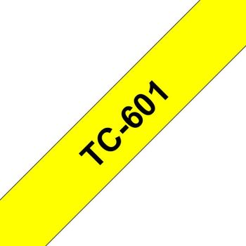 Cinta laminada para impresora de etiquetas Brother TC-601 amarillo y negro 12 mm, 7,7 m