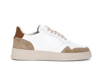 zapatillas de hombre de piel con cordones. white/tan