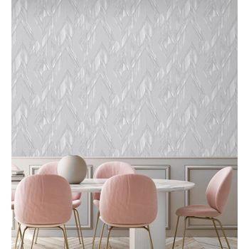 Papel Pintado Vinílico Lavable De Rombos Modernos Con Textura En Relieve - Chiron Diamonds 681648 De Gaulan - Rollo De 10 M X 1,06 M