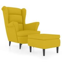 sillon orejero con taburete terciopelo amarillo mostaza vidaxl