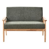 sofa retro de 2 plazas tapizado de poliester estructura de madera verde y marron claro esrum