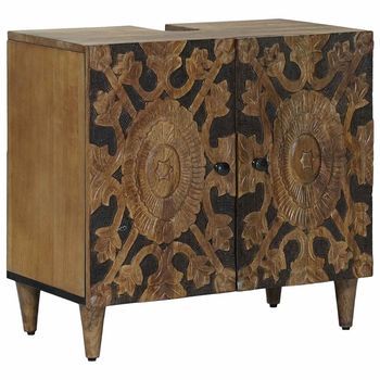 Mueble De Lavabo Para Baño Con Puerta Marrón 62 X 33 X 58 Cm Vidaxl