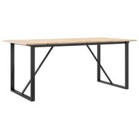 mesa de comedor marco o madera maciza pino y acero 180x90x75cm vidaxl