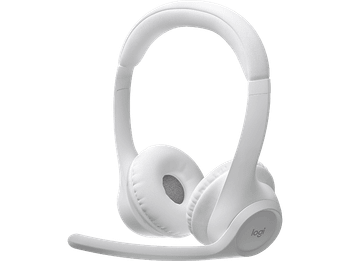 Auriculares inalámbricos - Logitech Zone 300, Bluetooth, Micrófonos (volteable) con cancelación de ruido, Hasta 20h batería, Multidispositivo, Blanco