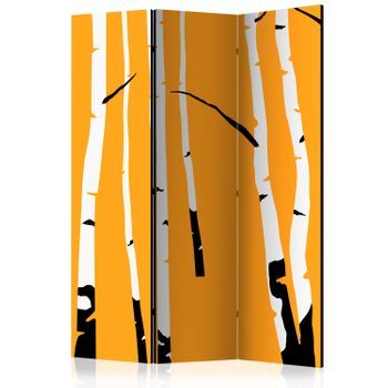 Biombo - Birches On The Orange Background (135x172 Cm)