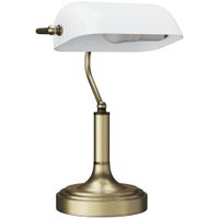 homcom lampara de escritorio banquero con pantalla ajustable interruptor basculante para oficina biblioteca blanco