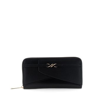 cartera efecto piel con patchwork y logo black