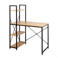 escritorio max home madera y acero con estanteria integrada 100x52x120 cm negro