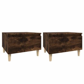 2 Uds Mesas Auxiliares | Mesita Auxiliar | Mesa De Café Contrachapada Roble Ahumado 50x46x35 Cm