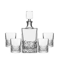 caja de whisky en cristal tallado con jarra y 4 vasos