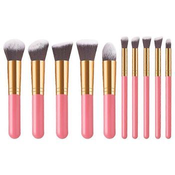Juego De 10 Brochas De Maquillaje Profesionales Suaves, Mini Brochas De Maquillaje, Brochas Para Polvos Sueltos