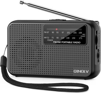 Radio AM FM Portátil con Batería, Antena Telescópica, Receptor con Conector para Auriculares, Uso en Interiores, Exteriores y Emergencias