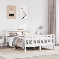 cama matrimonial  cama para adultos  estructura de cama sin colchon madera maciza blanca 120x190 cm cfw433493