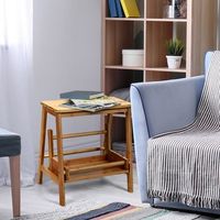 taburete plegable de bambu con 2 niveles ranura antideslizante y pedal amplio para biblioteca y casa hasta 100 kg 45 x 51 x 48 cm