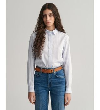 Gant para mujer. 4300214 Camisa Regular Fit de popelina a rayas azul (34), Casual, Algodón, Manga larga