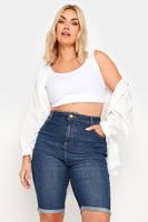 yours vaqueros cortos azules elasticos bajo remangado mujer curvy y tallas grandes yours